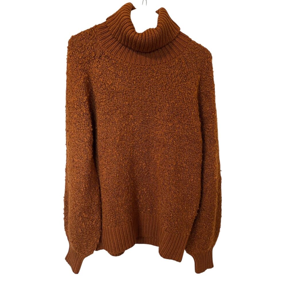 Who What Wear Brown Balloon Sleeve Women's Medium Turtleneck Sweater